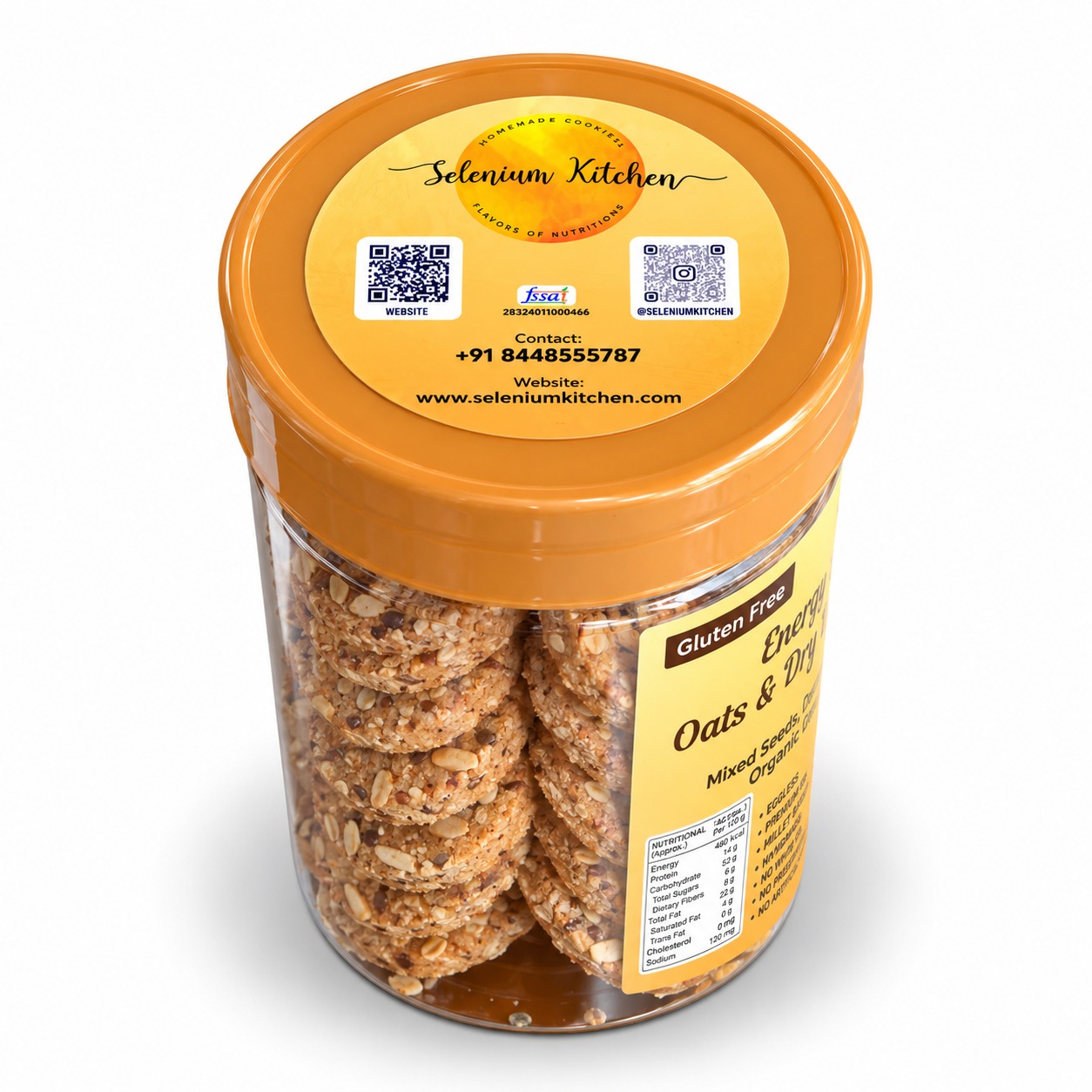 Gluten Free Energy Booster Oats and Dry Fruits Cookies