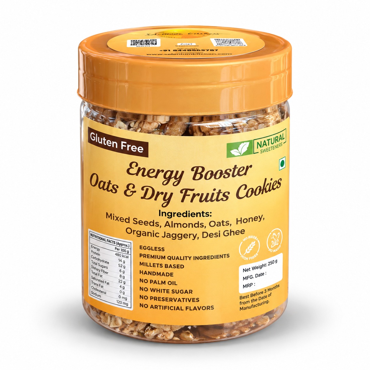 Gluten Free Energy Booster Oats and Dry Fruits Cookies