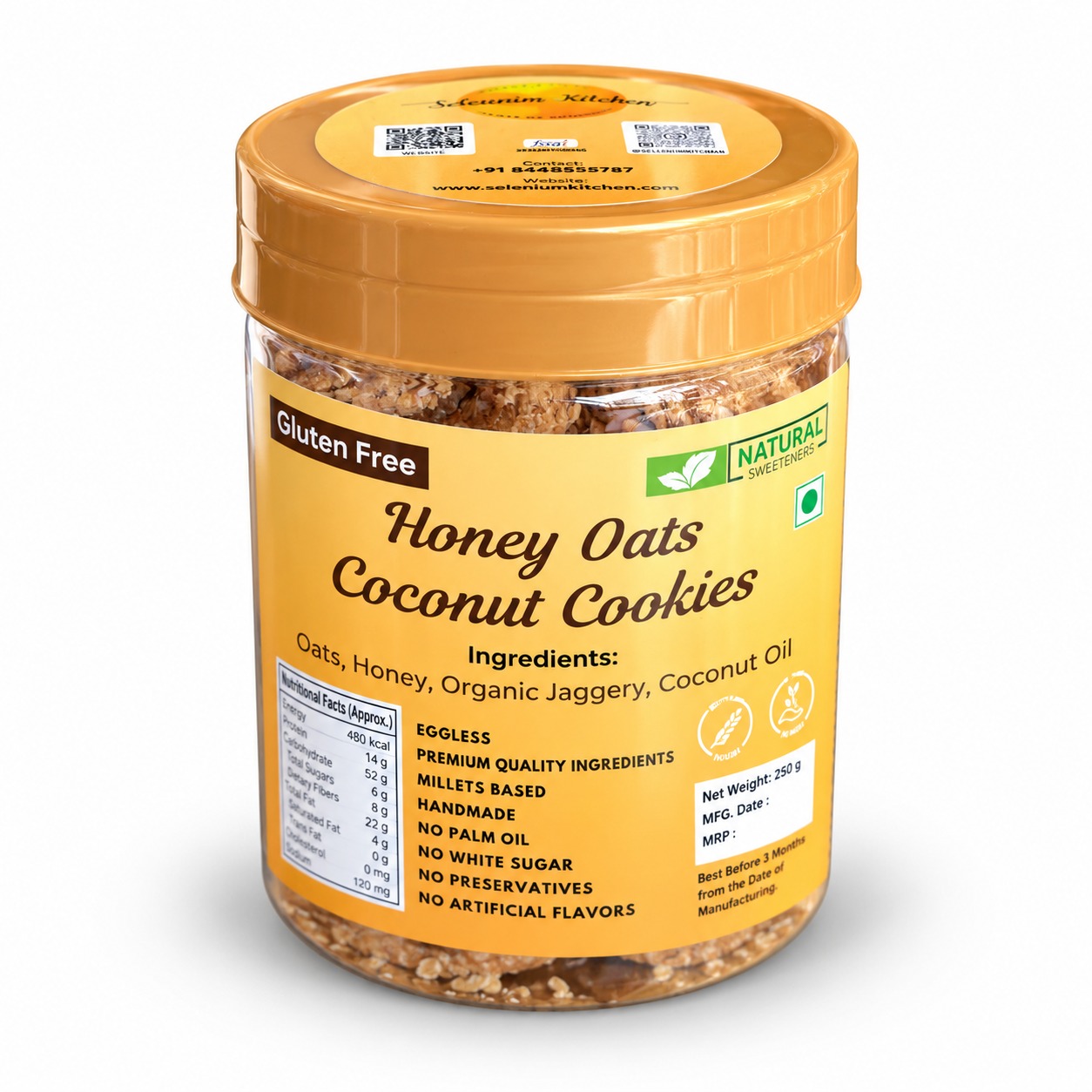 Gluten Free Honey Oats Coconut Cookies