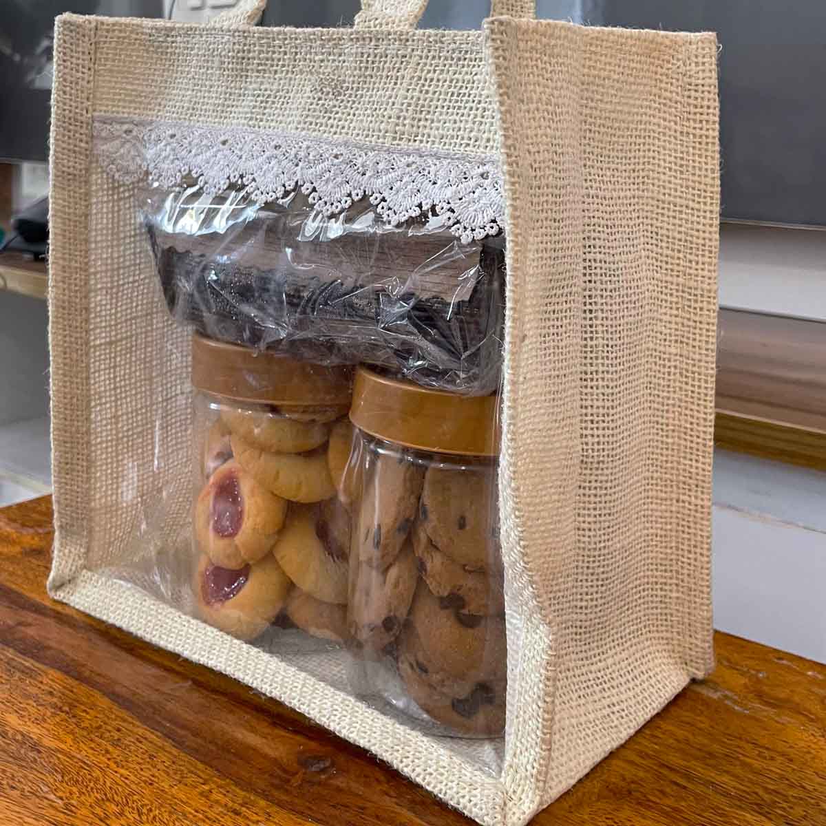 2 Jar & Tea Loaf Gift Hamper Jute Bag
