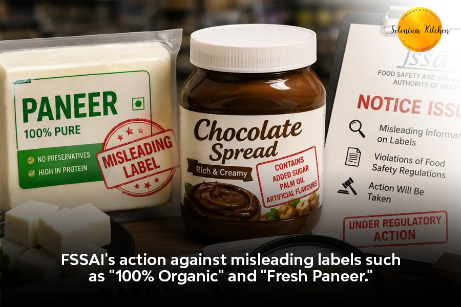 FSSAI's action against misleading labels such as "100% Organic" and "Fresh Paneer."